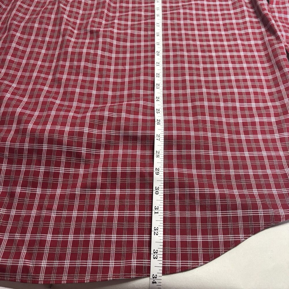 Roundtree & Yorke Gold Label Plaid Flannel Shirt Red Non-Iron - Picture 5 of 6